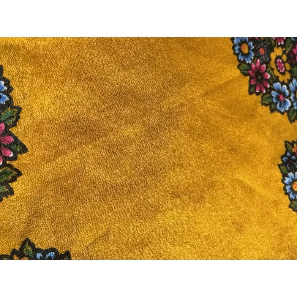 Vintage Colorful Floral Yellow 70s Gold Scarf 70in X 28in Boho